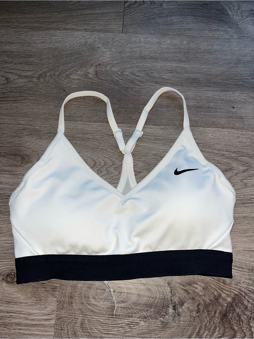 Nike White Racerback Sports Bra with Black Underband